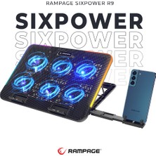 Rampage Sıxpower R9 6 Fan Rgb Işıklı Telefon Tutuculu USB Çoklayıcı Notebook Soğutucu Stand