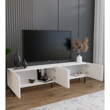 Suba Home Minimalist 160 cm Demir Ayaklı Beyaz Tv Ünitesi - Ideal Ebatlarla Modern Tasarım