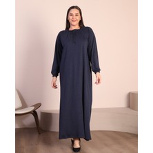 Kadin Tesettur Buyuk Beden Kare Yaka Uzun Elbise