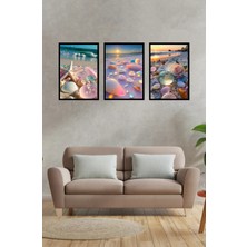 KutuTR Notpa Düşler Sahili 3'Lü Dekoratif Tablo Seti 21 x 30