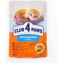 CLUB4PAWS Premium Somonlu Konserve Yavru Kedi Maması 80 gr