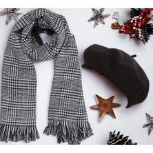 Shopiolog Kadın Şal Çift Taraflı Kaz Ayağı Fransız Ressam Bere 2'li Kombin