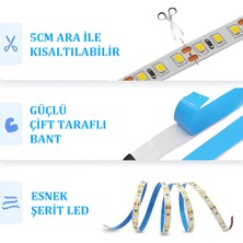 E-Tüccar Mutfak Tezgah Üstü (Dekoratif) 2 Metre Beyaz Şerit LED 12V Adaptör Aç Kapa (On-Off) Anahtarlı