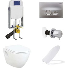 Creavit Mat Krom Gömme Rezervuar + TP325 Asma Klozet Seti - 1