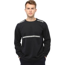 As kurumsal Reflektörlü 2 Iplik Sıfır Yaka Sweatshirt / Lacivert