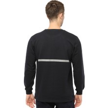 As kurumsal Reflektörlü 2 Iplik Sıfır Yaka Sweatshirt / Lacivert