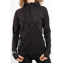 Dalgıç Kumaşlı ve Fermuarlı Siyah Renk Kadın Eşofman Üstü