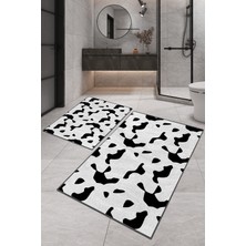 Dijital Baskılı Yıkanabilir Kaymaz Kaydırmaz Dot Taban Dekoratif Modern Banyo Paspas TAKIMI(BPS-881)