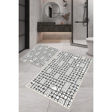 Dijital Baskılı Yıkanabilir Kaymaz Kaydırmaz Dot Taban Dekoratif Modern Banyo Paspas Takımı(Bps-13)