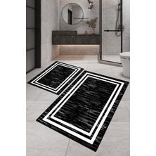 Dijital Baskılı Yıkanabilir Kaymaz Kaydırmaz Dot Taban Dekoratif Modern Banyo Paspas Takımı(Bps-32)