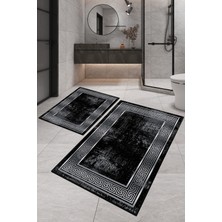 Dijital Baskılı Yıkanabilir Kaymaz Kaydırmaz Dot Taban Dekoratif Modern Banyo Paspas TAKIMI(BPS-528)