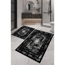 Dijital Baskılı Yıkanabilir Kaymaz Kaydırmaz Dot Taban Dekoratif Modern Banyo Paspas TAKIMI(BPS-811)