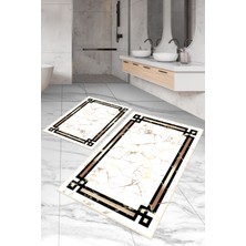 Dijital Baskılı Yıkanabilir Kaymaz Kaydırmaz Dot Taban Dekoratif Modern Banyo Paspas Takımı(Bps-55)