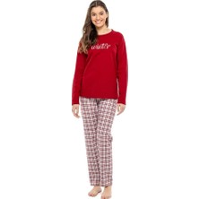 Mod Collection Sıfır Yaka Kareli Bayan Pijama Takım