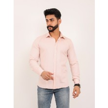 Akşahin Collection BEJ KAVUNİÇİ PAMUKLU SLİM FİT DÖRT MEVSİM HEDİYE KUTULU UZUN KOLLU KLASİK ERKEK GÖMLEK