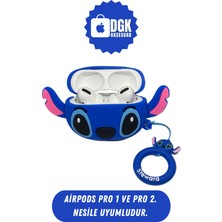 DGK Pro 1. ve Pro 2. Nesil Uyumlu Koruyucu Bluetooth Kulaklık Kılıfı Mavi Stitich Figürlü