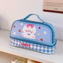 Kawaii Kore Japon Kırtasiye Teddy Bear Ayıcık Deri Kalem Kutusu Makyaj Çantası Okul Pencilcase Kız Çanta Büyük Kapasiteli Kore Kalem Kutusu Organizatör Malzemeleri