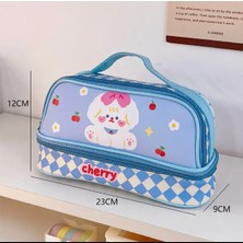 Kawaii Kore Japon Kırtasiye Teddy Bear Ayıcık Deri Kalem Kutusu Makyaj Çantası Okul Pencilcase Kız Çanta Büyük Kapasiteli Kore Kalem Kutusu Organizatör Malzemeleri