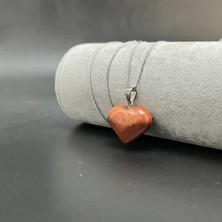 Yıldız Doğal Taş Jasper Kalp Model Doğal Unisex Taş Kolye