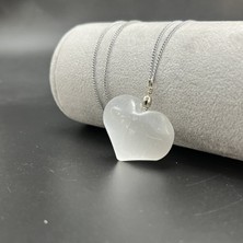 Yıldız Doğal Taş Selenit Kalp Model Doğal Taş Kolye