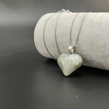 Yıldız Doğal Taş Labrodorit Kalp Model Doğal Taş Kolye