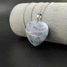 Yıldız Doğal Taş Sodalit Kalp Model Doğal Taş Kolye