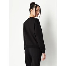 Armani Exchange Bisiklet Yaka Baskılı Siyah Kadın Sweatshırt 8NYM07