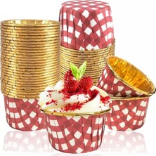 Trend Hediye Sepeti Kırmızı Pötikare Gold Muffin Cupcake Kalıbı Kek Kapsülü 25'li