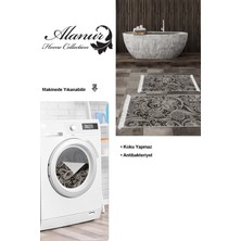 Dekoreko Dijital 2'li Banyo Paspas Takımı Trend Keçe Kaymaz Taban Saçaklı Modern Cedrica Bej