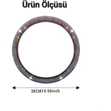 Gürler Oto Aksesuar Gümüş Taşlı Oto Geçmeli Direksiyon Kılıfı Bayanlara Özel Tasarım 38CM