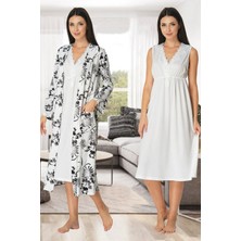 Effortt Lohusa Sabahlıklı Gecelik Takımı Ekru - 8035