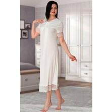 Effortt Lohusa Dantelli Gecelik Ekru - 5043