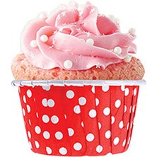 Trend Hediye Sepeti 50'li Kırmızı Puantiyeli Muffin Cupcake Kalıbı Kek Kalıbı , Muffin Kek Kalıbı , Airfryer Uyumlu