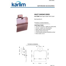 Karlim Ml.ab 37088-K Milet Serisi Kapaklı Tuvalet Kağıtlık 12 cm Antik Bakır Kaplama