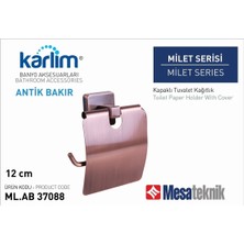 Karlim Ml.ab 37088-K Milet Serisi Kapaklı Tuvalet Kağıtlık 12 cm Antik Bakır Kaplama