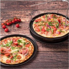 abnturk Greblon 28CM Teflon Pizza Tepsisi Yanmaz Yapıştırmaz En Sağlıklı Sığ Kenar Krep Pizza Pişirme Kalıbı