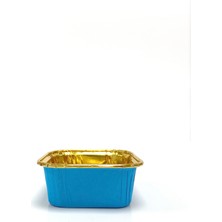 Trend Hediye Sepeti 25'li Kare Mavi Gold Muffin Kek Kalıbı , Tatlı Kasesi , Airfryer Uyumlu