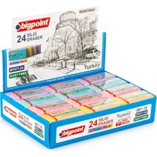 Bigpoint 24'lü Pastel Renkli Silgi Kutu 45x22x11mm Orta Boy Çocuklar İçin Güvenli