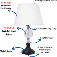 TH Toptancı Home Th - 250164 Krom Renk Toplu Metal Ayaklı Kristal Cam Abajur Masa Lambası