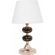 TH Toptancı Home Th - 250116  Gold Renk Desenli Metal Toplu Ayaklı Abajur Masa Lambası