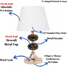 TH Toptancı Home Th - 250116  Gold Renk Desenli Metal Toplu Ayaklı Abajur Masa Lambası