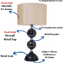 TH Toptancı Home Th - 250197 Krom Renk Desenli Metal Toplu Ayaklı Abajur Masa Lambası