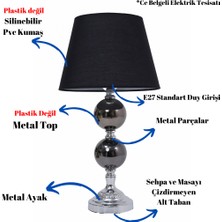 TH Toptancı Home Th - 250200 Krom Renk Metal Toplu Ayaklı Abajur Masa Lambası