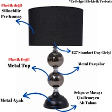TH Toptancı Home Th - 250167 Krom Renk Metal Toplu Ayaklı Abajur Masa Lambası
