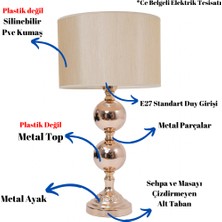 TH Toptancı Home Th - 250155  Gold Renk Metal Toplu Ayaklı Abajur Masa Lambası