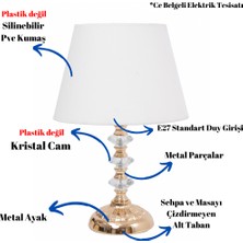 TH Toptancı Home Th - 250110 Gold Renk Metal Ayaklı Kristal Cam  Abajur Masa Lambası