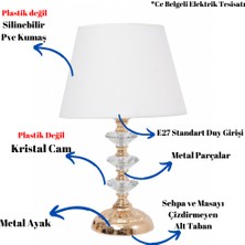 TH Toptancı Home Th - 250106 Gold Renk Metal Ayaklı Kristal Cam  Abajur Masa Lambası