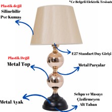 TH Toptancı Home Th - 250174  Gold Renk Metal Toplu Ayaklı Abajur Masa Lambası
