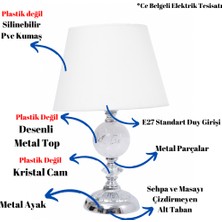 TH Toptancı Home Th - 250180 Krom Renk Desenli Metal Toplu Ayaklı Abajur Masa Lambası