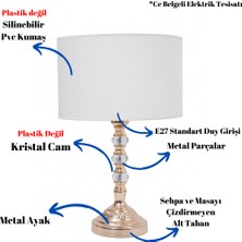 TH Toptancı Home Th - 250127 Gold Renk Metal Ayaklı Kristal Cam  Abajur Masa Lambası